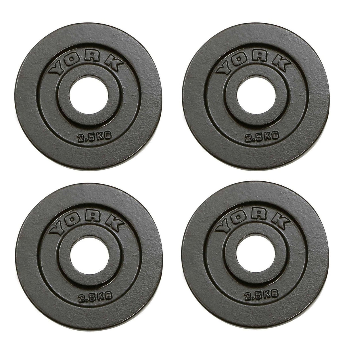 |York 4x 2.5kg Hammertone Cast Iron Olympic Plates|